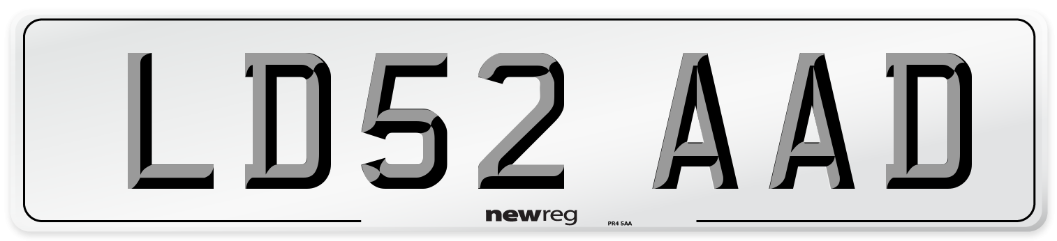 LD52 AAD Number Plate from New Reg